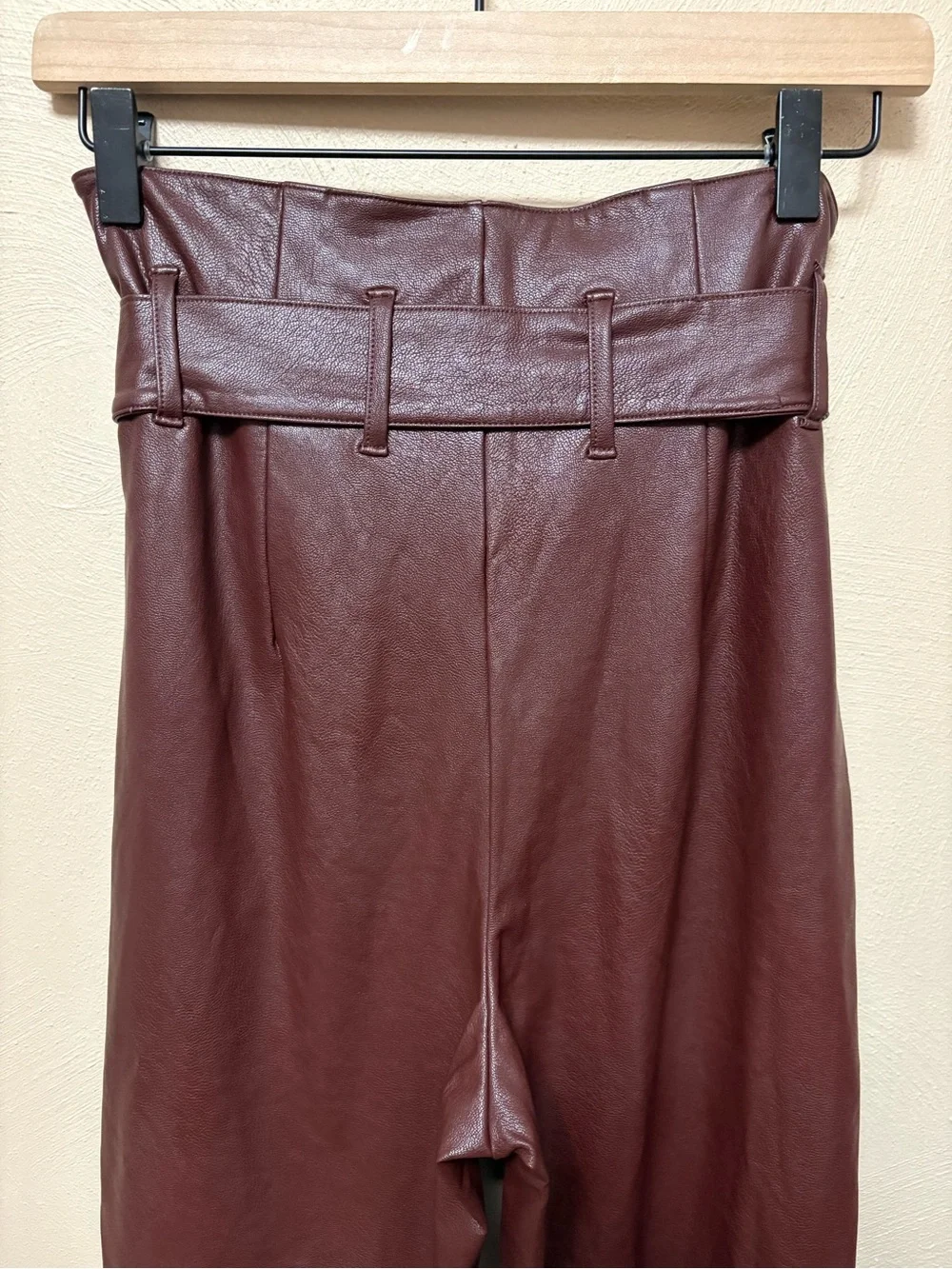 Commando Faux Leather Paperbag Pant Oxblood Red Maroon Size XS NWT New
